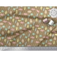 thumbnail image 2 of Soimoi Brown Cotton Voile Fabric Crystals & Stripe Print Fabric by the Yard 42 Inch Wide, 2 of 3