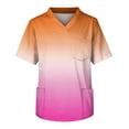 thumbnail image 3 of Domuza Men Scrub Top Gradient Tie-Dye Short Sleeve V Neck Nurse Uniform Big and Tall Soft Comfy Medical Workwear with 3 Pockets Yellow L, 3 of 4