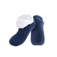 thumbnail image 2 of Spencer Womens Slipper Socks Fuzzy Plush Lined Non Slip Warm Socks with Grippers Ladies Cozy Winter Thick House Socks, Navy, 2 of 9
