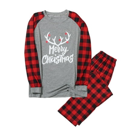 

Family Clothes Christmas Man Daddy Letter Plaid Print Top Blouse+Pants Family Clothes Pajamas Gift on Clearance