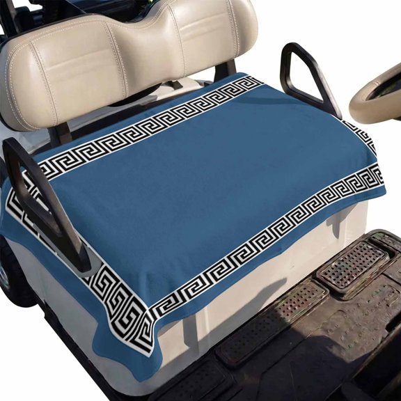 Golf Cart Seat Cover Geometric Greek Key Design Club Car Golf Cart Seat Covers Soft Absorbent Golfcart Towel Blanket Blue Golf Seat Covers for Cart Decor Fits 2 & 4 Passenger 51"x31"