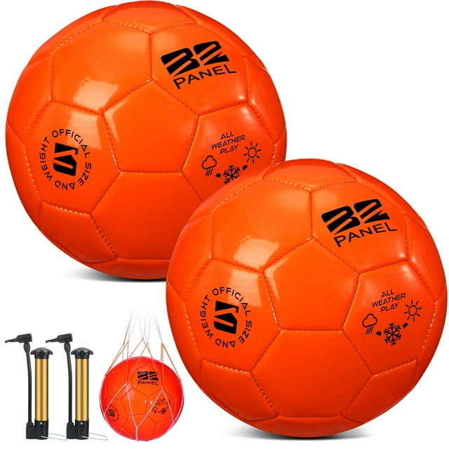 Juego de balones de fútbol Sappy, 2 unidades, tamaño 4, naranja con bolsa de malla