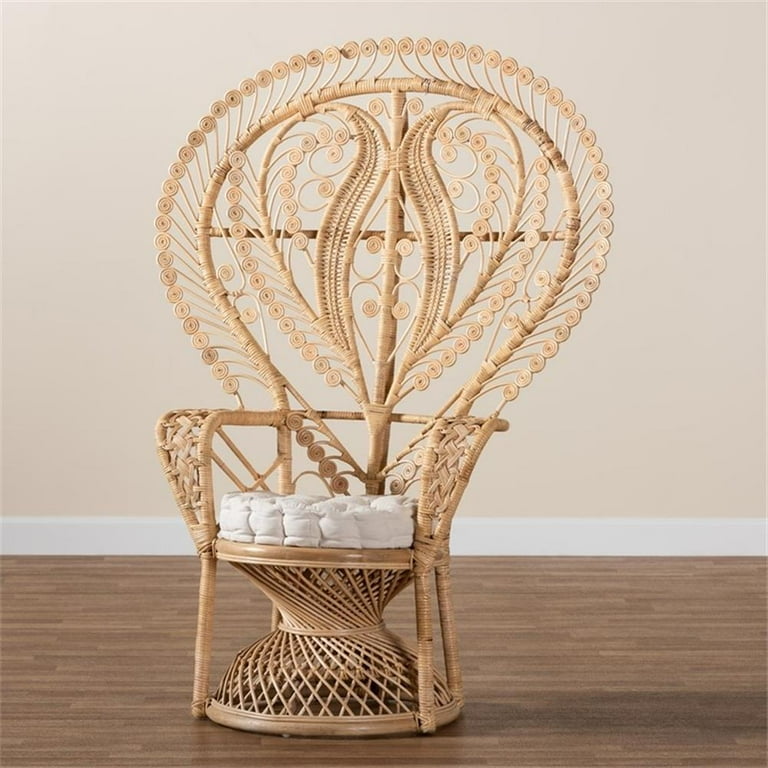 Baxton Studio Fedra Boho Decorative Armchair, Indoor Woven Rattan