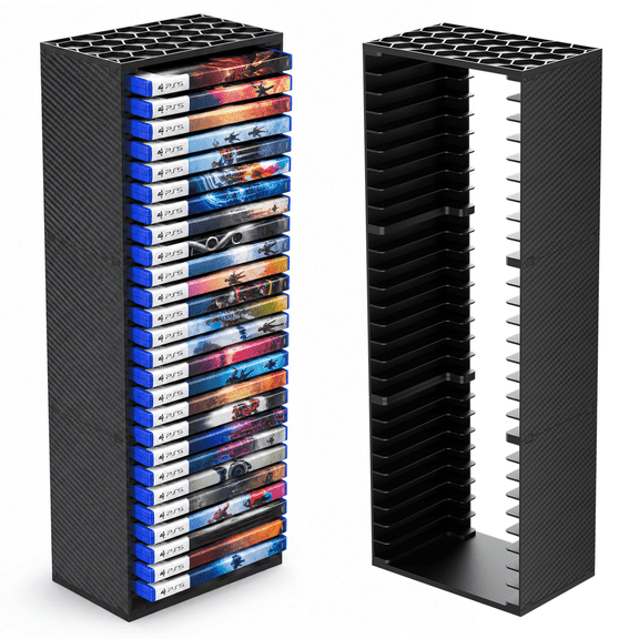 Universal Video Game Storage Tower, Stores 27 Games or Blu-Ray Disks Compatible with PS5/PS4/Xbox/Switch , 3 Tiers