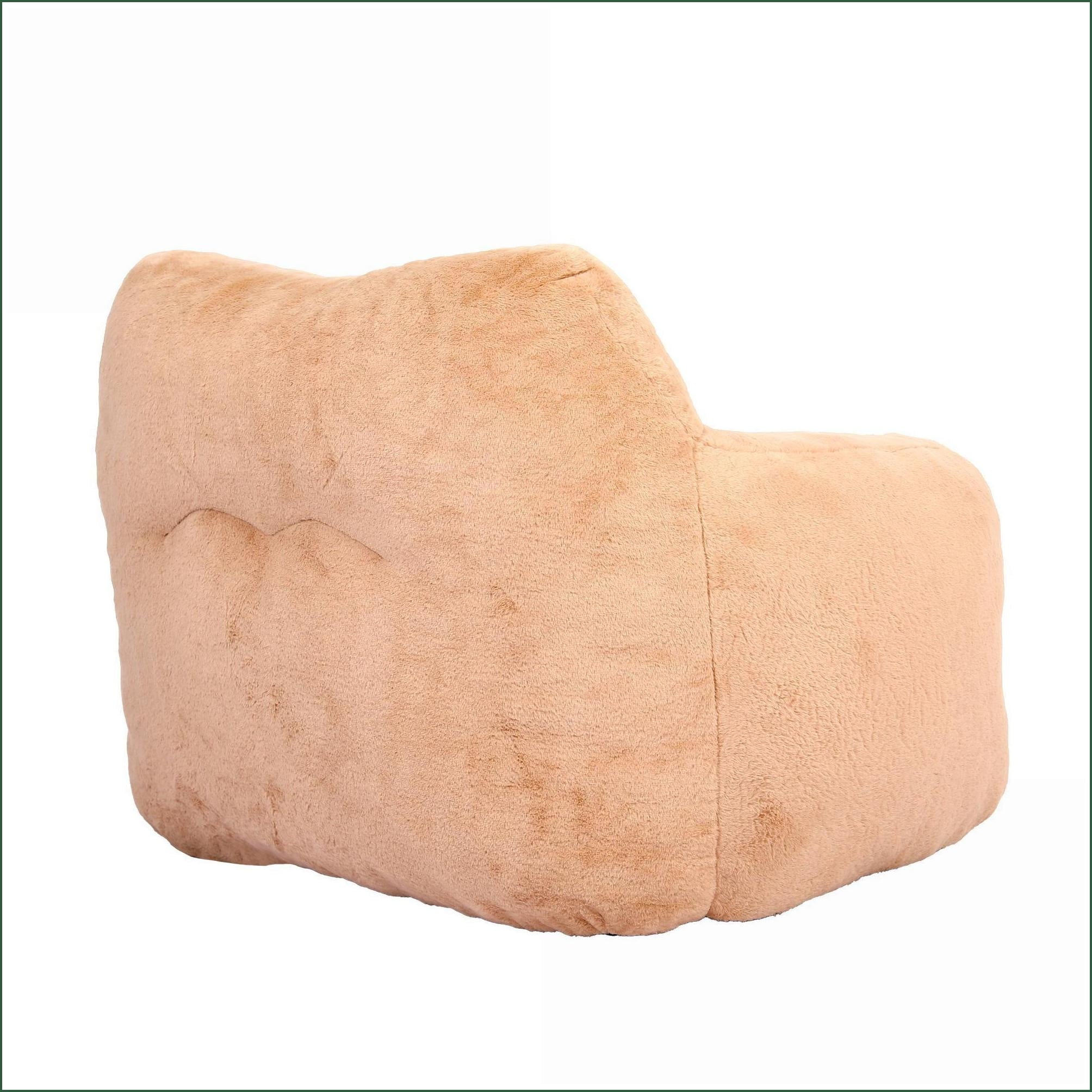 Large Bean Bag Chair with Armrests – High-Density Foam Lazy Sofa for Adults | Faux Fur | Brown