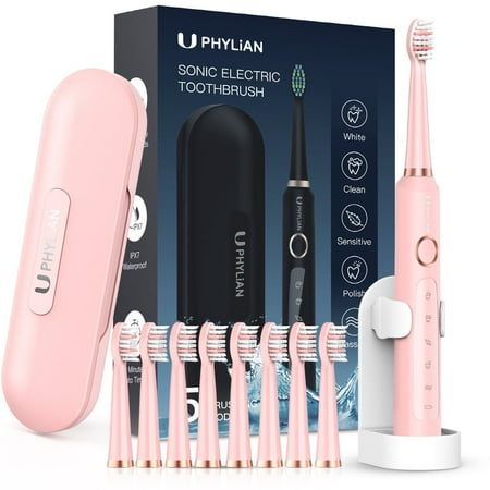 Sonic Electric Toothbrush with 8 Brush Heads for Adults&12+Kids, 120 Days Battery Life, Wireless Fast Charge, 5 Modes, 40000VPM Powered Toothbrush