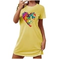 thumbnail image 2 of Camisón corto de talla grande para mujer, camisón de manga corta con estampado de pecho a la moda, camisón para mujer, 2 of 5