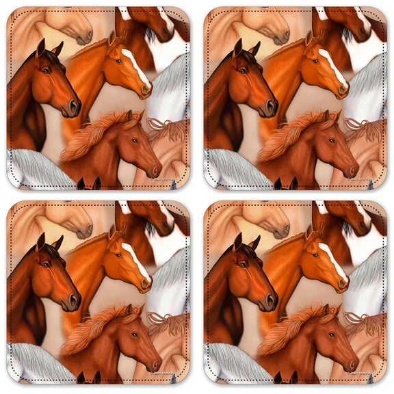 Vinyl Drink Coasters - Set of 4 - Horses - Image by Dan Morris