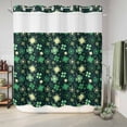 thumbnail image 6 of No Hook Shower Curtain, St. Patrick's Day Shower Curtains for Bathroom with See Through Top Window, Dark Green Lucky Shamrock Leaves Spring Waterproof & Washable Bath Curtain 66"x72", 6 of 9