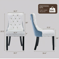 thumbnail image 1 of EHANCIS Modern Tufted PU Leather & Velvet Upholstered Dining Chairs, Set of 2, Kitchen Side Chairs with Nailhead Trim & Solid Wood Legs, White/Blue, 1 of 8