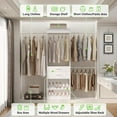 thumbnail image 2 of Homieasy 96" Closet System, Walk-in Closet Organizer System with 2 Drawers and 3 Retractable Hanging Rods, Clothes Hanging Rack Garment Rack for Bedroom, Closet, 96"L x 15"W x 79.7"H, White, 2 of 8