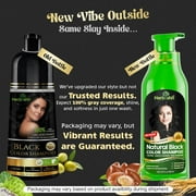Herbishh Black Hair Color Shampoo,Ammonia-Free, Permanent 3-in-1 Gray Coverage for Men & Women Kit (3pcs Color Shampoo +1 Argan Hair Mask)