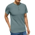 thumbnail image 5 of GIRUNS Men's Short Sleeve Waffle Henley T-Shirt Summer Casual Tee For Men, 5 of 7