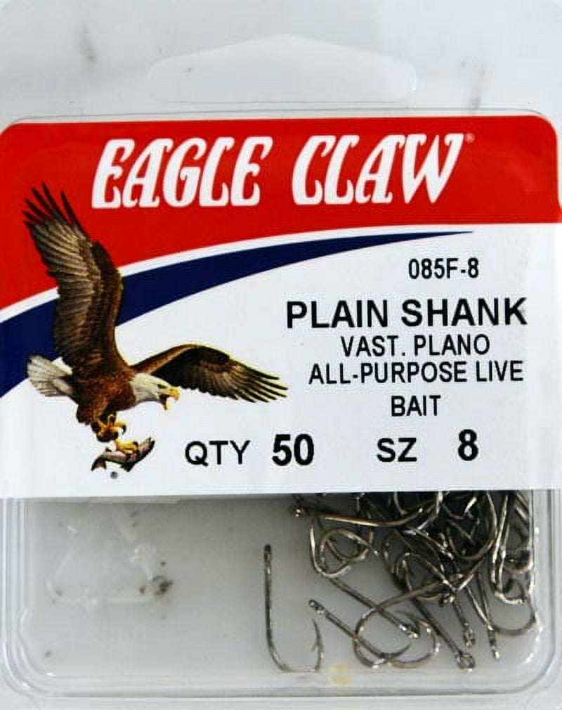 (2 pack) Eagle Claw 085FH-8 Plain Shank Offset Hook, Nickel, Size 8