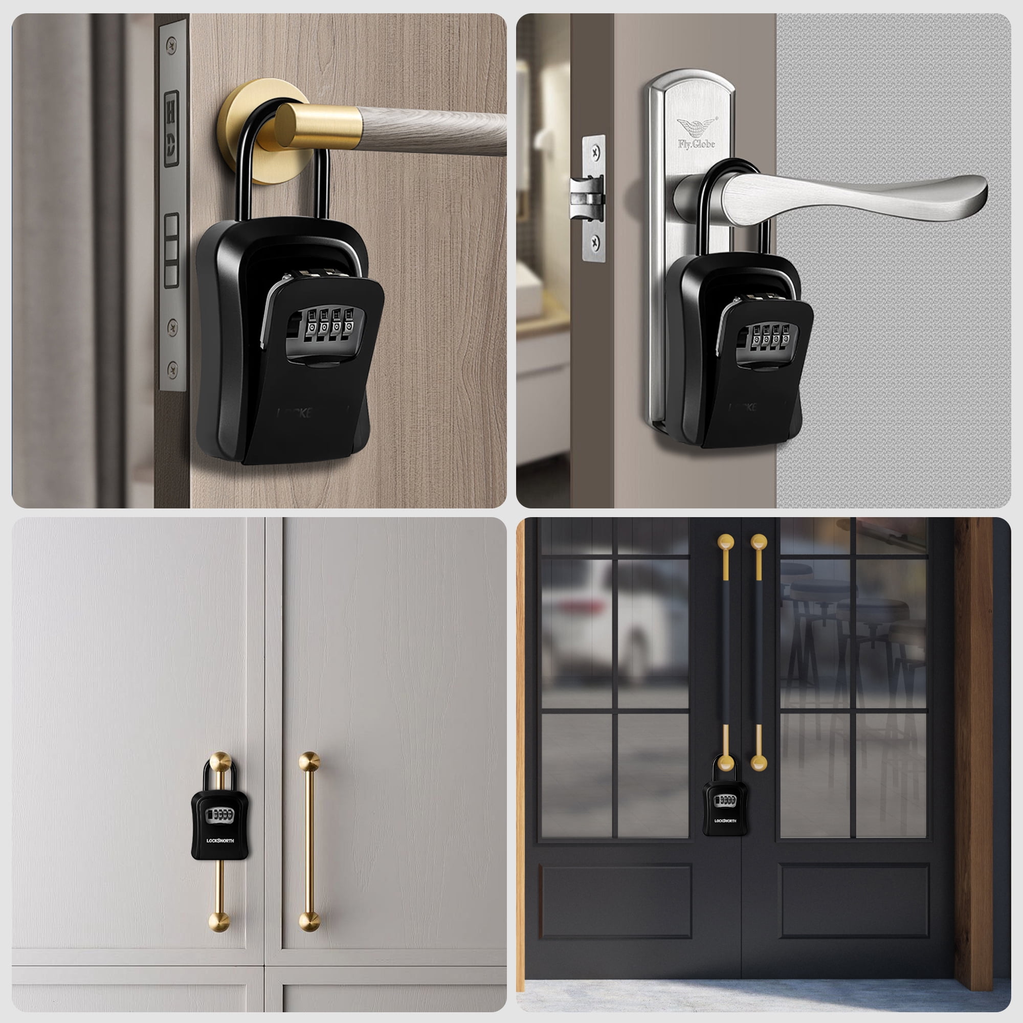 LOCKSWORTH Key Lock Box, 9 keys Wall Mounted Lock Box with Shutter for Keys Outdoor, Lockboxes for Realtors Home Office