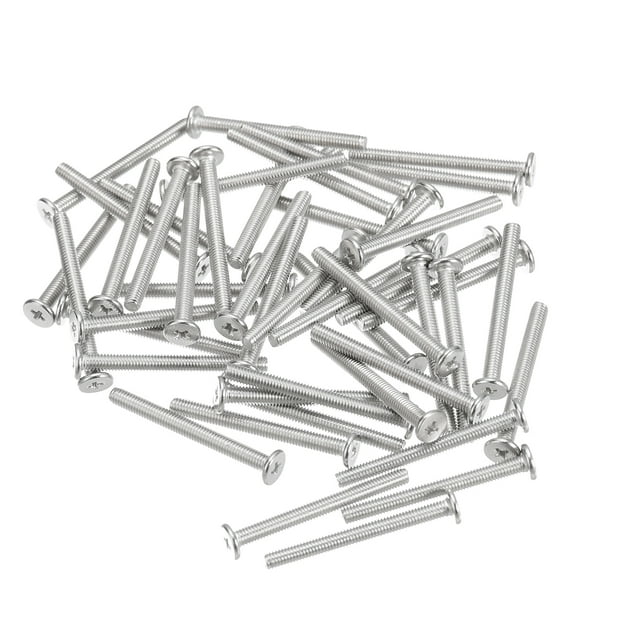Unique Bargains M3x0.5x30mm 100Pack Metal Flat Round Head Screws Phillips Drive Machine Bolt