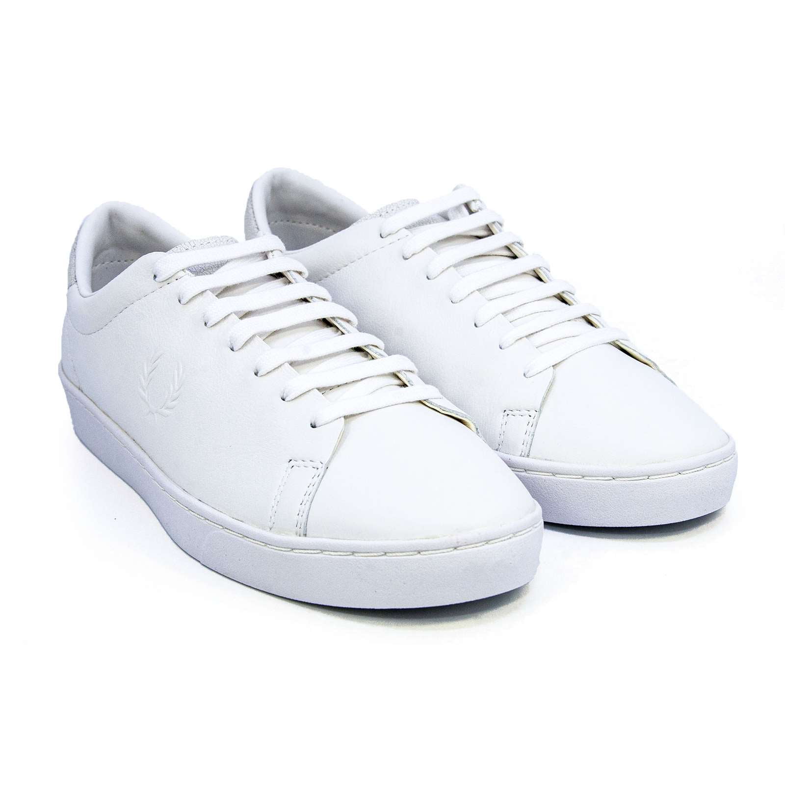 Fred Perry Spencer Premium Mens Off White Leather Casual Trainers 