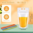 thumbnail image 4 of Duslogis 40 Pack Drink Pouches with Straws Plastic Juice Pouches for Adults and Kids Disposable Drink Bags Stand up Zipper Drinking Pouches for Smoothie Juice Coffee Tea Birthday Party (17oz), 4 of 7