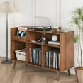 thumbnail image 4 of LUCKYELF Record Player Stand with Storage, Record Storage Cabinet, Wood Turntable Stand for Living Room Bedroom, Walnut Color, 4 of 7