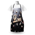 thumbnail image 3 of Almond Blossom Apron, Exotic Wooden Sign Word Love on Greyscale Background, Unisex Kitchen Bib with Adjustable Neck for Cooking Gardening, Adult Size, Charcoal Grey Pale Brown, by Ambesonne, 3 of 4