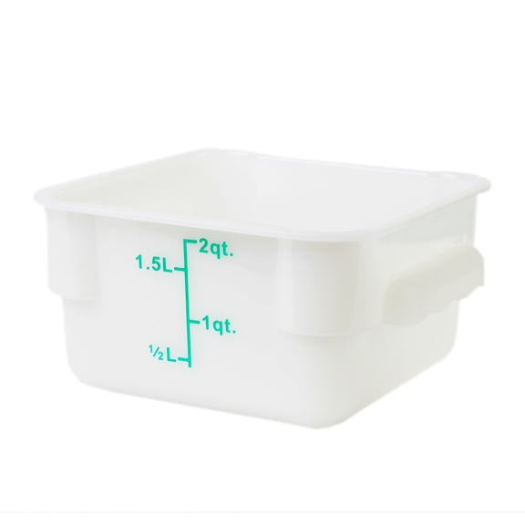Excellante 2 quart plastic square food storage containers - white, NSF certified, comes in each