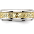 thumbnail image 3 of Chisel Stainless Steel Polished with Yellow IP-plated Inlay Design 8.2mm Band - Ring Size 11.0, 3 of 7