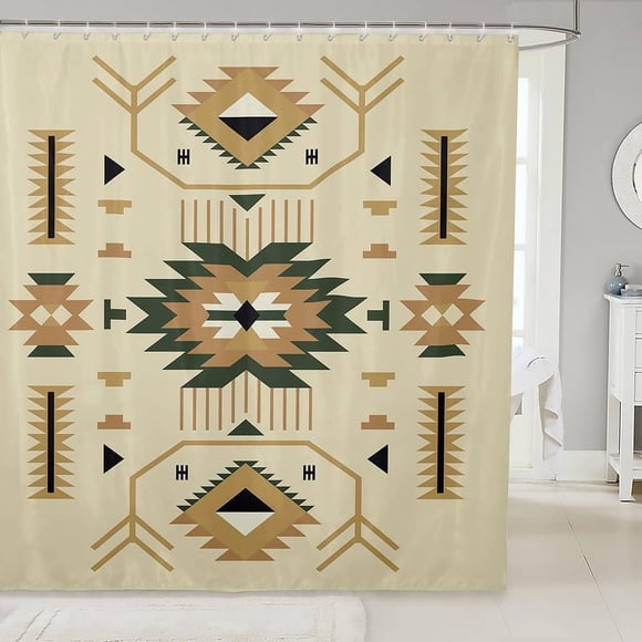 Rideau de Salle de Bain Southwest, Rideau de Douche Tribal Exotique pour Enfants, Ados, Adultes, Femmes, Déco de Chambre, Flèche Géométrique Abstraite, Rideau Imperméable Boho Vintage, Rideau de Bain, 12 Crochets, 72 Pouces L X 84 Pouces L