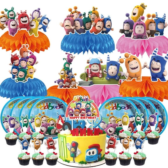 oddbods Party Supplies Decor Plates Fans Decorations Honeycomb Centerpieces Cake Toppers