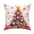 thumbnail image 3 of Funda de almohada de lino con diseño de Feliz Navidad, 45 x 45 cm, decoración navideña de invierno para el hogar, funda de cojín con diseño de árbol y ciervo para sofá, 3 of 5