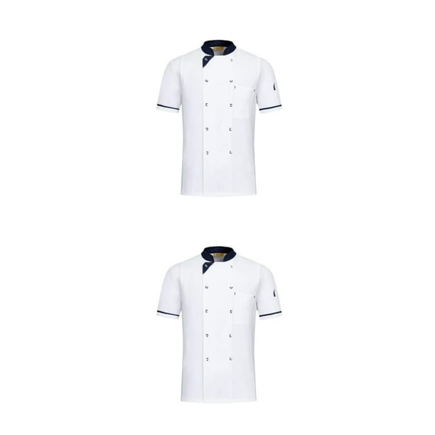 Minnieouse Textura Ajuste cómodo - Delantal de cocina de poliéster duradero Tela transpirable lavable a máquina profesional Blanco XXXL Blanco XXXL 2Conjunto