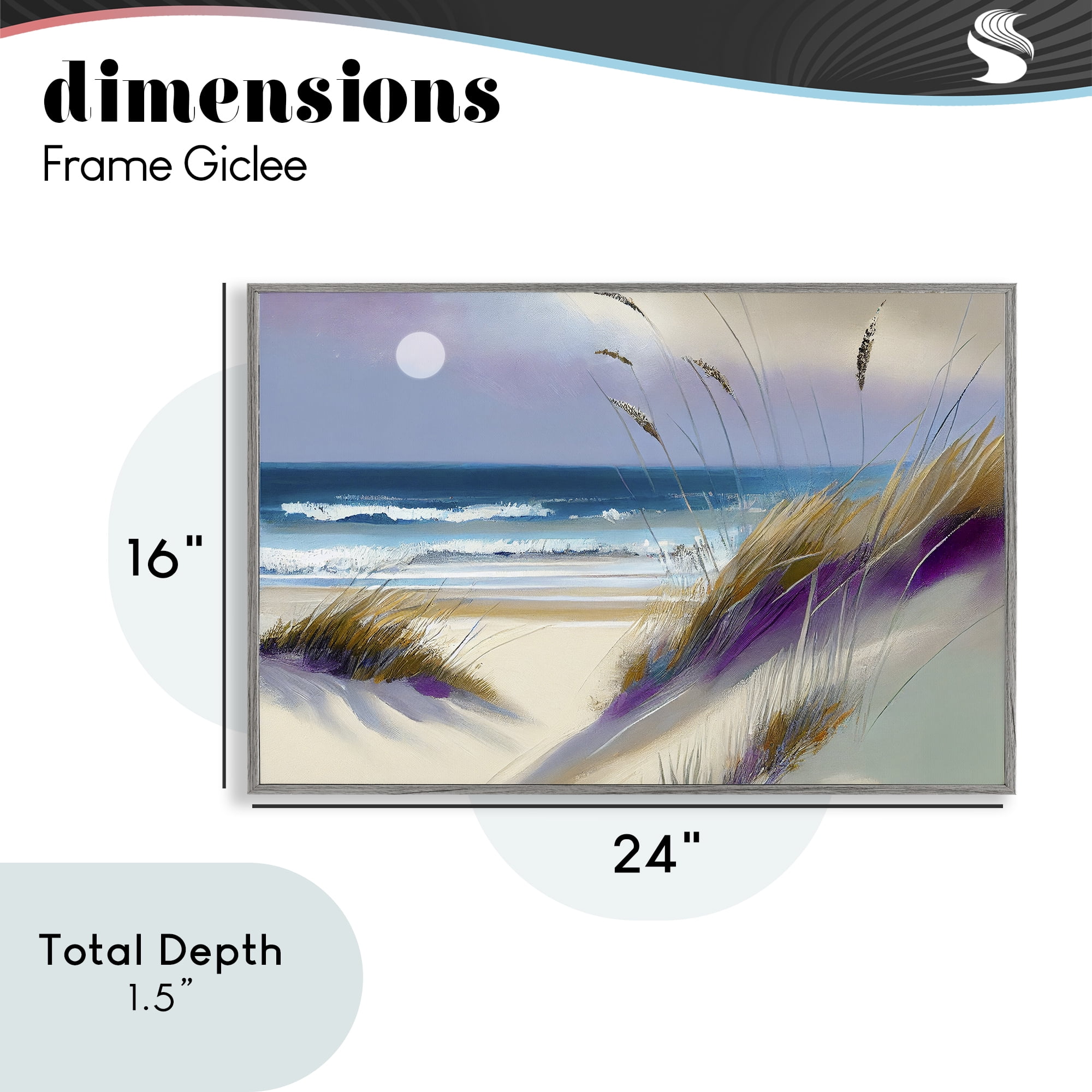 Beach Dunes Serenity Gray Framed Giclee Art, design by Sasha