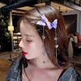 thumbnail image 3 of Katea Butterfly Hair Pin, 1pair Purple Hanging Ear Butterfly Girl Hair Styling Clip Headdress Accessory, 3 of 5