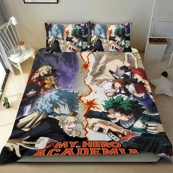 Twin Anime 3 Piece Bedding Set My Hero Academia Comforter Set Cute Duvet Cover Sets Super Soft Girls Bedding Set Kids Bedroom Gifts,1 Duvet Cover with 2 Pillowcases