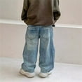thumbnail image 4 of Odeerbi 1-12 Years Kids Boys Jeans Cute Wide Leg Denim Pants Casual Cowboy Pants Comfortable Elastic Waistband Long Pants, 4 of 6