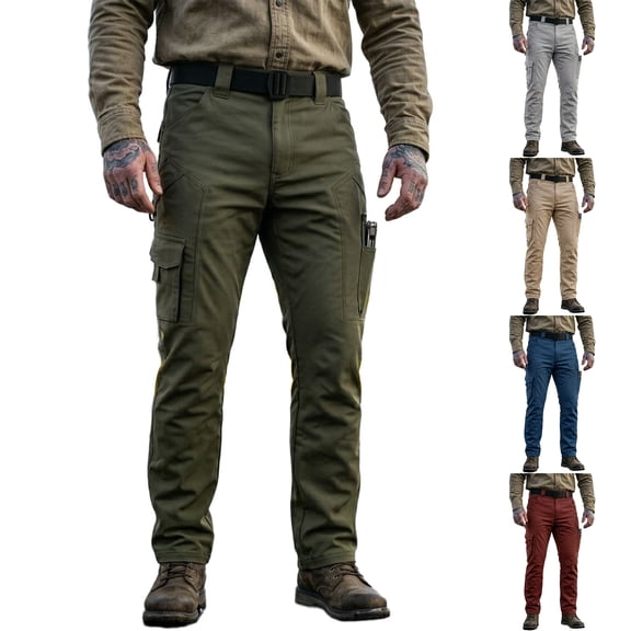 Iaqnaocc Hiking Cargo Pants for Men Stretch Breathable Outdoor Casual Water Resistant Baggy Travel Construction Work Pants with Pockets Army Green M
