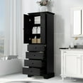 thumbnail image 5 of Aukfa Storage Cabinet Bathroom & Dining Room Organizer, Anti-Tipping Design, Freestanding Storage Unit,Black, 5 of 8