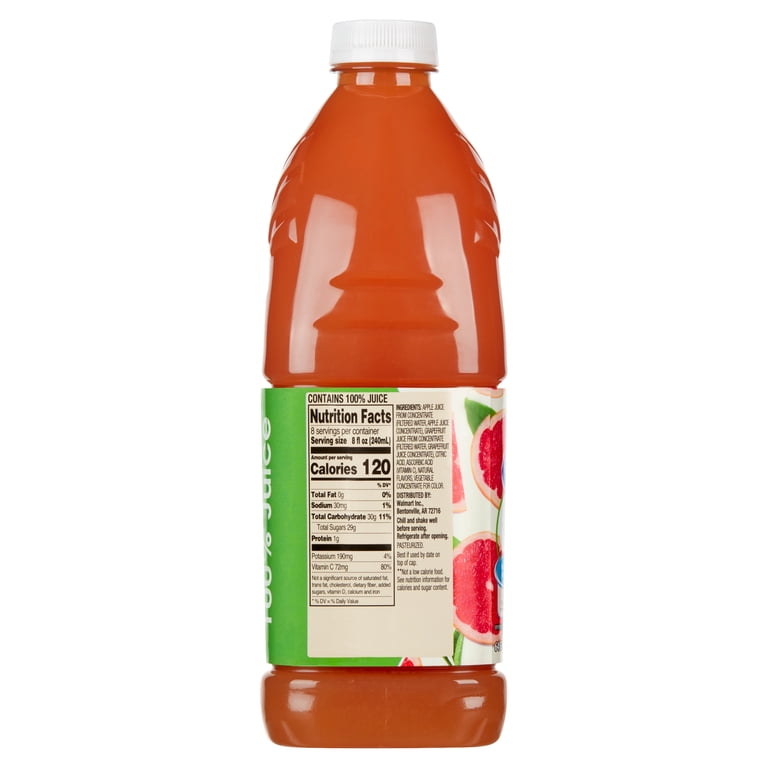 Great Value Ruby Red Grapefruit Juice, 64 fl oz, 8 Pack photo 6