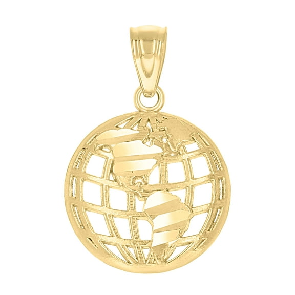 10kt Real Yellow Gold Unisex World Globe Charm Pendant