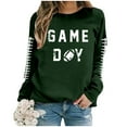 thumbnail image 3 of ADSSDQ Football Sweatshirts for Women Fall Workout Football Graphic Crew Neck Pullover Tops Casual Long Sleeve Game Day Hoodies Dark Green 2XL, 3 of 4
