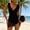 Black, variant on V Neck One Piece Swimsuit for Women Adjustable Strap Padded Flutter Sleeve Open Back Conservative Skirted Bathing Suit Navy S