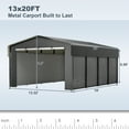 thumbnail image 6 of LZBEITEM 13x20 Ft Outdoor Heavy Duty Metal Carport with 4 Sidewalls & Galvanized Steel Roof for Cars, Boats, and Truck, 6 of 15