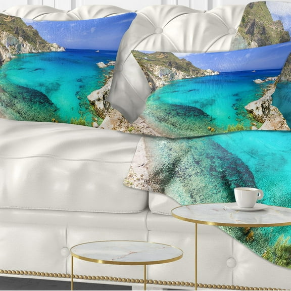Designart Greece Beaches of Milos Island - Landscape Printed Throw Pillow - 12x20