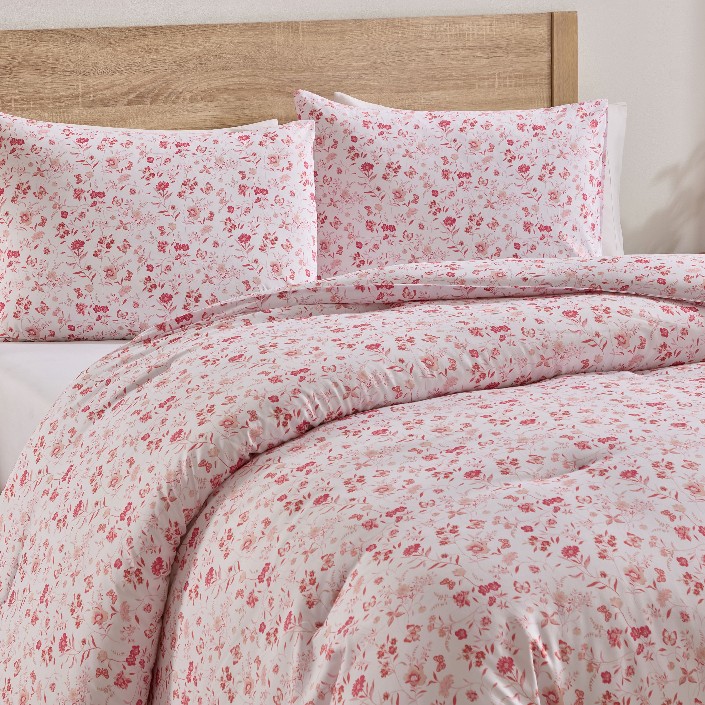 LammaLoe King Size Comforter Sets, 3 Piece Floral Bedding Comforter Set with Sheets, Bed in a Bag, Pink