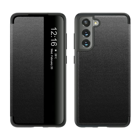 Allytechgroup for Samsung Galaxy S25 Ultra Case and Cover, TPU Bumper Shockproof Hard Back Shockproof Anti-Drop Full Protection Window View Function Case for Samsung Galaxy S25 Ultra, Black