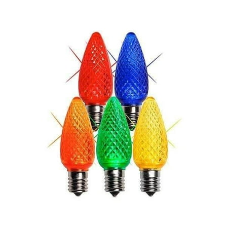 C9 Multicolor Twinkle LED Christmas Light Bulbs - Faceted - Non C9 Multicolor Twinkle LED Christmas Light Bulbs - Faceted - Non-Dimmable - Pack of - C9 Multicolor Twinkle LED Christmas Light Bulbs - Faceted - Non
