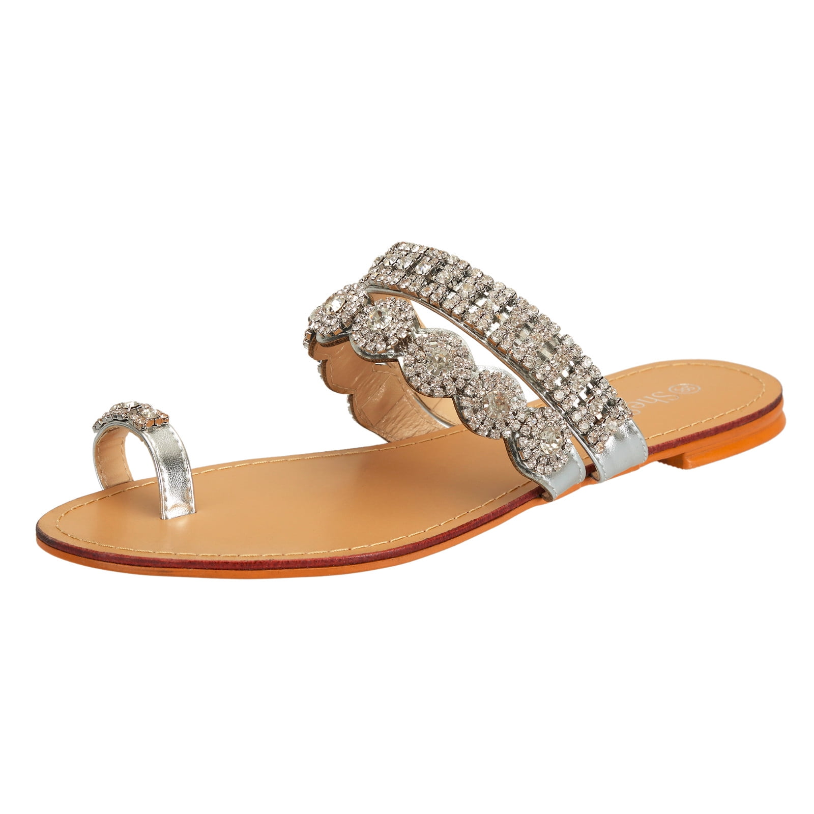 jeweled flat sandals wedding