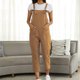 thumbnail image 1 of Mono de pantalones casuales con tirantes literarios de talla grande de color sólido a la moda para mujer Pompotops  qyievc1108, 1 of 8