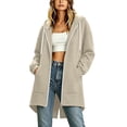 thumbnail image 2 of Dxzfnsa Long Hoodies for Women Zip Up Lightweight Comfort Long Sleeve Oversized Sweatshirt Fall Fashion Fleece Jackets with Pockets S-2XL, 2 of 9
