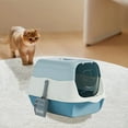 thumbnail image 4 of HOARBOEG 19.69*13.39*12.99in Enclosed Litter Box Low Entry Senior Cat Litter Box Anti Splash Anti Diffusion Kitty Litter Pan Extra Large, Blue, 4 of 7