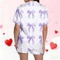 thumbnail image 6 of SDNall Pajama Set for Women, Printed Stand-Up Collar Short Sleeve Top and Shorts, 2-Piece Loungewear for Valentine's Day or Home, 6 of 9